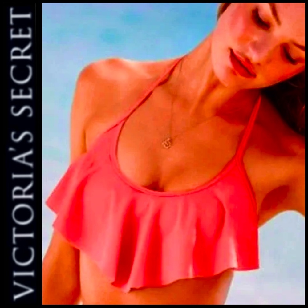 Victoria's Secret Pink Ruffle Halter Bikini Top